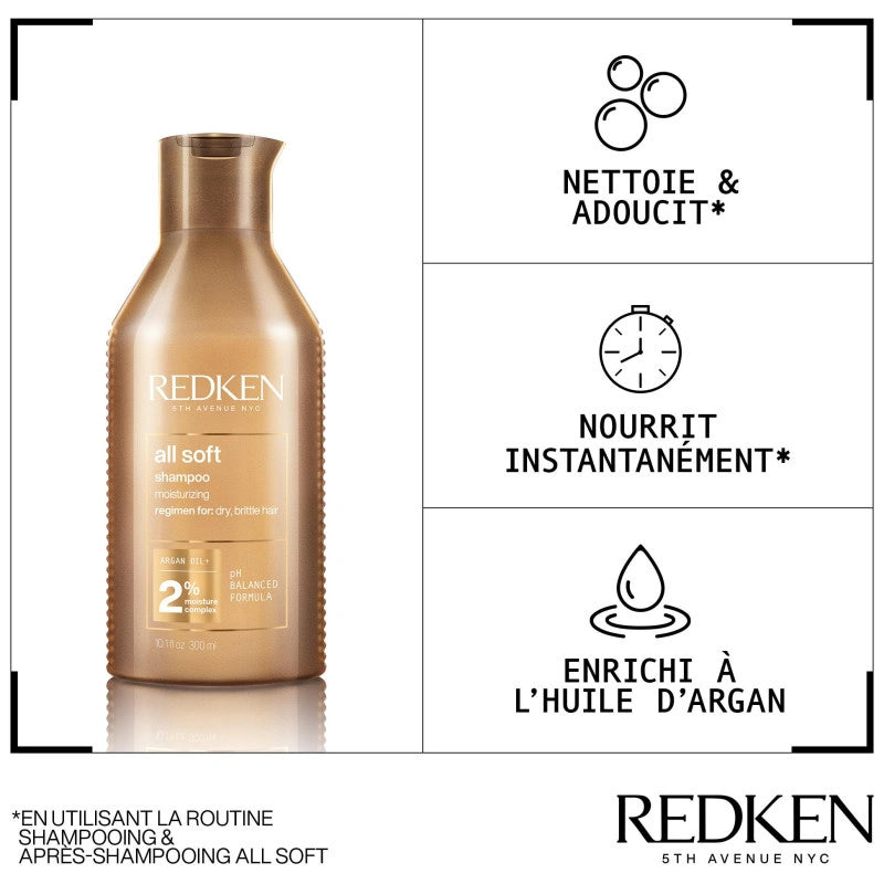 Duo hydratant cheveux secs All Soft Redken 2x300ML