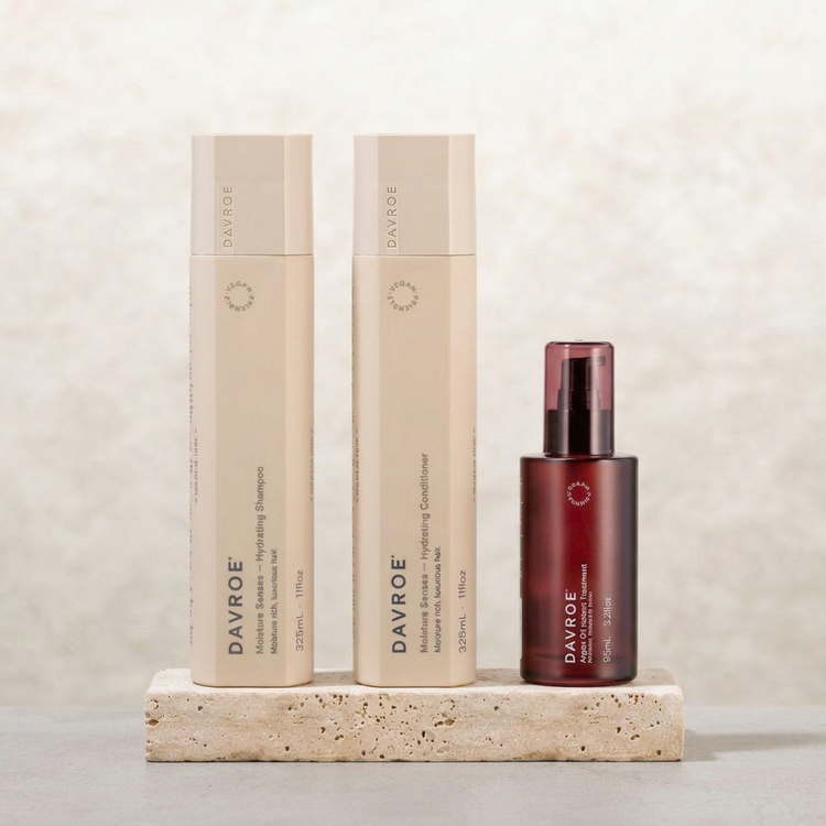 Shampooing, après-shampooing Moisture Senses et huile d'argan Davroe