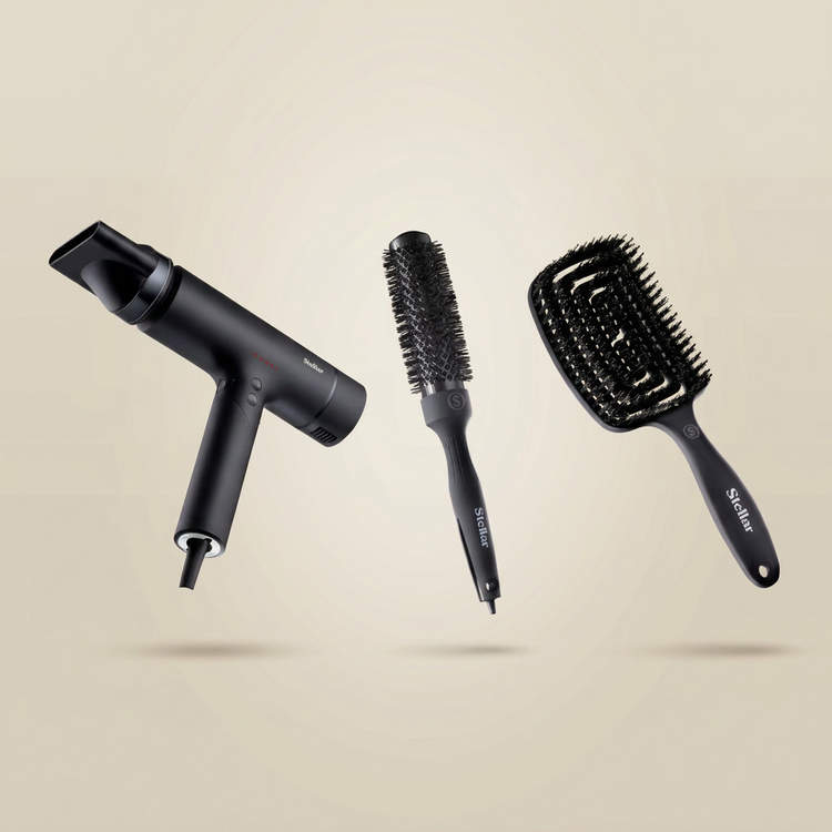 Sèche-cheveux, brosse ronde et brosse plate Stellar