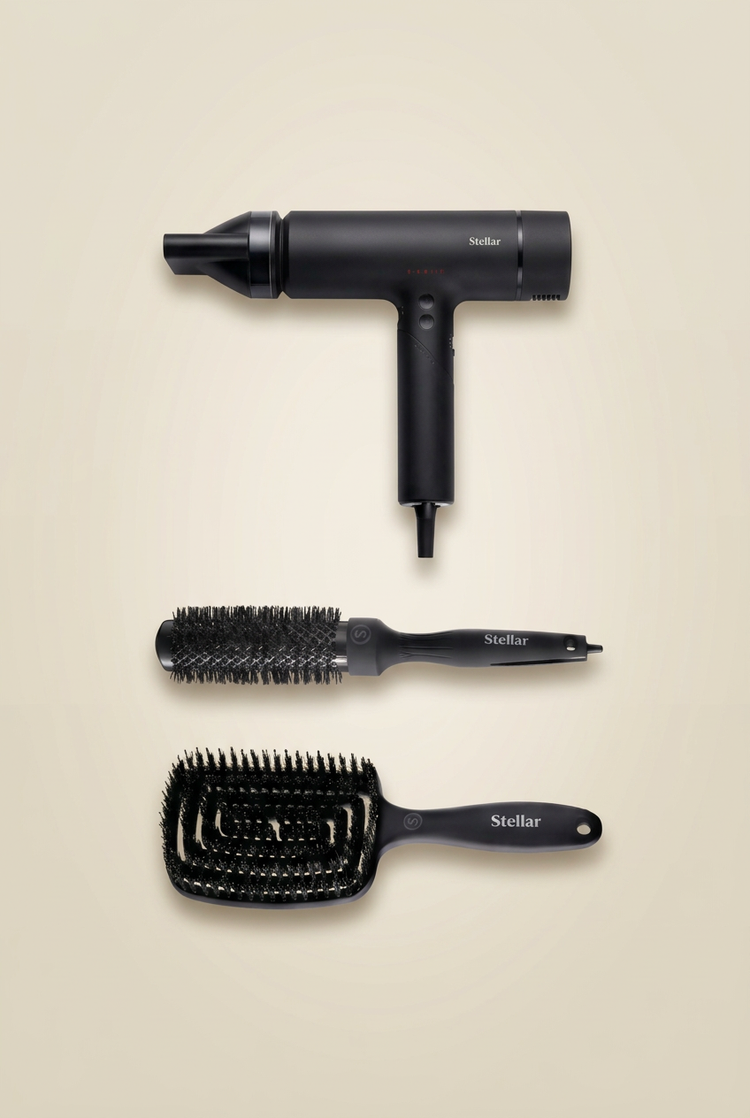 Sèche-cheveux, brosse ronde et brosse plate Stellar